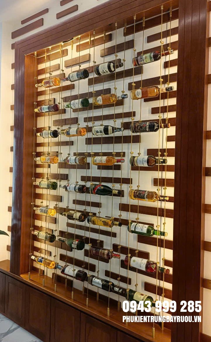 kệ tủ treo rượu dây cáp cao cấp cho quán bar kệ tủ treo rượu dây cáp cao cấp quán bar