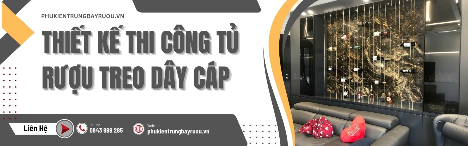 Thiết kế thi công tủ rượu treo dây cáp Phương Nam